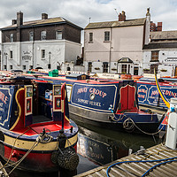 Buy canvas prints of Colourful Narrow boats, Birmingham by Alexandre Rotenberg