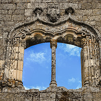 Buy canvas prints of Manueline-style window frame at Belmonte Castle, P by Alexandre Rotenberg