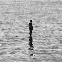 Buy canvas prints of Man standing on water with reflection by Alexandre Rotenberg