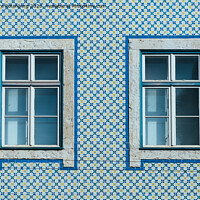 Buy canvas prints of Lisbon windows with typical portuguese tiles on the wall by Alexandre Rotenberg