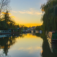 Buy canvas prints of Narrowboat Sunset  by Kelly Bailey