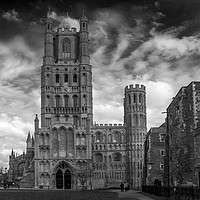 Buy canvas prints of Ely Cathedral in Mono by Kelly Bailey