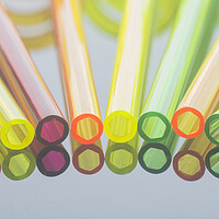 Buy canvas prints of Coloured Straws in a Row by Kelly Bailey
