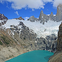 Buy canvas prints of Emerald Lake at the footsteps of Fitz Roy Towers by Mark Seleny