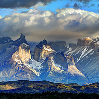 Buy canvas prints of Sunrise in Torres del Paine Mountains - 3 by Mark Seleny