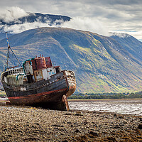 Buy canvas prints of Corpach Wreck and Ben Nevis  by Tony Keogh