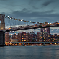Buy canvas prints of Brooklyn Bridge in New York at Sunset by Tony Keogh