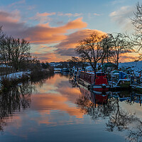 Buy canvas prints of Canal Boats At Sunset by Tony Keogh