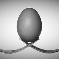 Buy canvas prints of Egg balancing on two forks by Donnie Canning