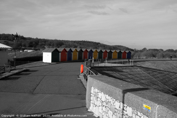 Vibrant Monochrome Beach Huts Picture Board by Graham Nathan