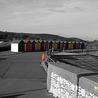 Buy canvas prints of Vibrant Monochrome Beach Huts by Graham Nathan