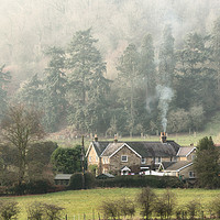 Buy canvas prints of Chimney Smoke in a North Yorkshire village by Andy Aveyard