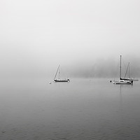 Buy canvas prints of Yachts on a foggy lake by Andy Aveyard