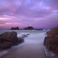Buy canvas prints of Corbiere Lighthouse - Jersey - Sunrise by Chris Mills