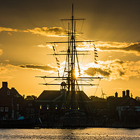 Buy canvas prints of Magnificent sunset view of HMS Trincomalee at Hart by John Stoves