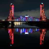 Buy canvas prints of Newport Bridge at Night by John Stoves
