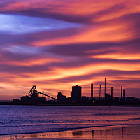 Buy canvas prints of SSI Redcar Steel Works at Sunrise from Seaton Snoo by John Stoves