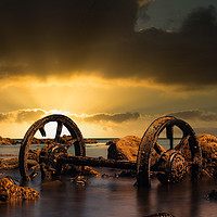 Buy canvas prints of Train Wheels on Chemical Beach by John Stoves