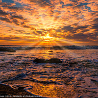 Buy canvas prints of Sun Burst Ocean at Hartlepool Beach.  by John Stoves