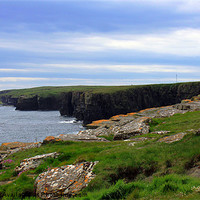Buy canvas prints of Coastline, and castle, Caithness, North Scotland by Linda More