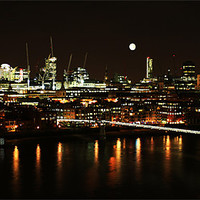 Buy canvas prints of London by night with reflections by Linda More