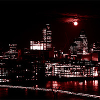Buy canvas prints of London by night with full moon by Linda More
