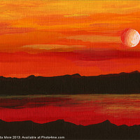 Buy canvas prints of Red planet Mars, red sea and moon abstract by Linda More