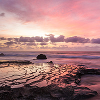 Buy canvas prints of Brain Rock Sunset, Surfers Beach, El Cotillo by John Parker