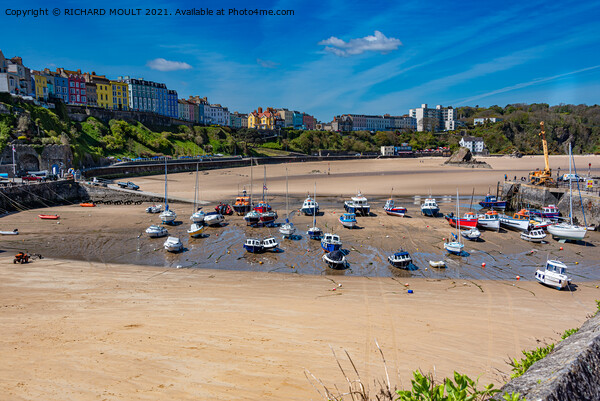 Tenby Harbour At Low Tide Picture Board by RICHARD MOULT