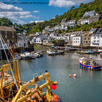 Buy canvas prints of Polperro Harbour Cornwall by RICHARD MOULT