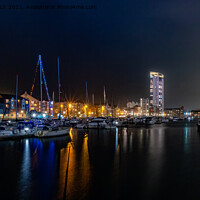 Buy canvas prints of Swansea Marina At Night by RICHARD MOULT