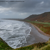 Buy canvas prints of Stormy Rhossili Bay on Gower by RICHARD MOULT
