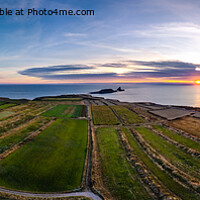 Buy canvas prints of Worms Head , Rhossili and Llangenith Panorama by RICHARD MOULT