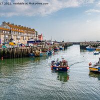 Buy canvas prints of West Bay Harbour Fishing Boats by RICHARD MOULT