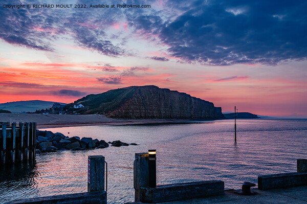 Sunrise at West Bay in Dorset Picture Board by RICHARD MOULT