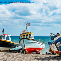 Buy canvas prints of Fishing Boats On Beer Beach In Devon by RICHARD MOULT
