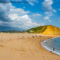 Buy canvas prints of West Bay Beach And Cliff by RICHARD MOULT