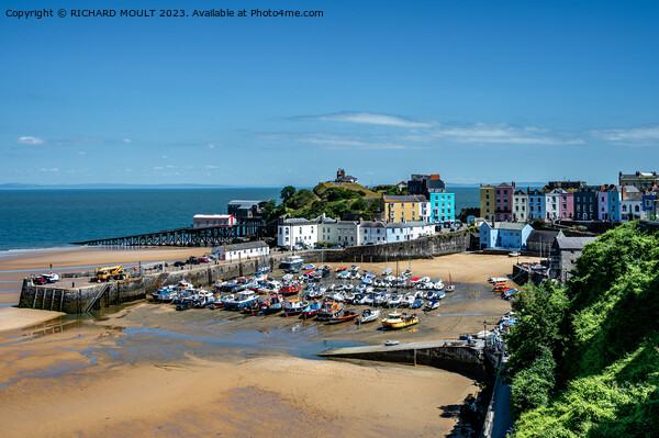 Tenby Harbour at low tide Picture Board by RICHARD MOULT