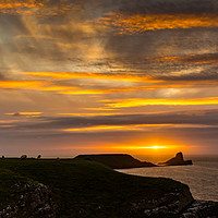 Buy canvas prints of Worms Head Gower At Sunset by RICHARD MOULT