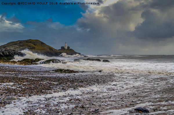 Stormy Mumbles Head Picture Board by RICHARD MOULT