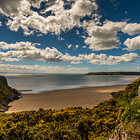 Buy canvas prints of Great Tor & Oxwich Bay by RICHARD MOULT