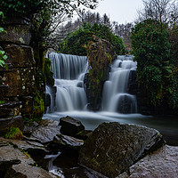 Buy canvas prints of Penllergaer Waterfall at Valley Wood Swansea by RICHARD MOULT