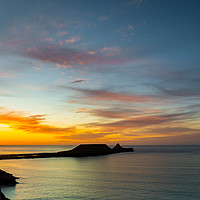 Buy canvas prints of Worms Head Sunset by RICHARD MOULT