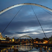 Buy canvas prints of Night Bridges in Newcastle by Roger Utting
