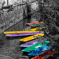 Buy canvas prints of Colourful Oxford Punts by Roger Utting