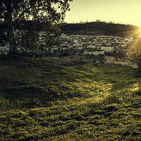 Buy canvas prints of Sunbeams illuminated the field by Juan Ramón Ramos Rivero