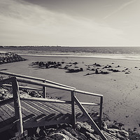 Buy canvas prints of Wooden jetty over the breakwater at low tide by Juan Ramón Ramos Rivero
