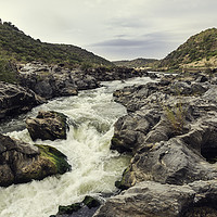 Buy canvas prints of Rapids of the river with rock covered with moss by Juan Ramón Ramos Rivero