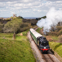 Buy canvas prints of Corfe Castle Steam Train by David Semmens