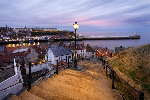 Whitby Sunrise Picture Board by David Semmens